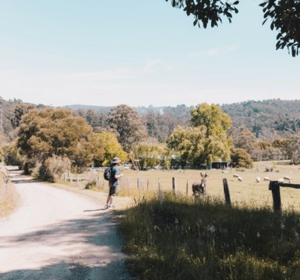 a man riding a skateboard down a dirt road