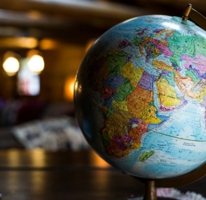 desk globe on table